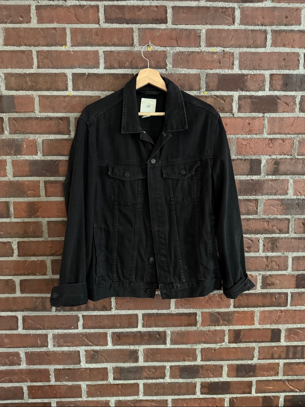 H&M Men's Black Casual Denim-Style Jacket